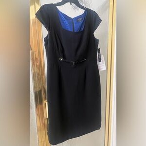 New Tahari Arthur S. Levine Black Dress with Blue Lining